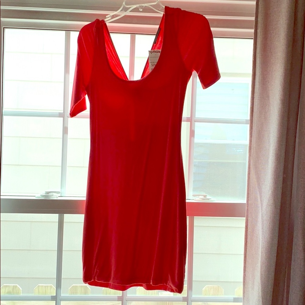 Coral knot back mini dress